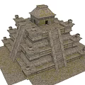 Ancient Architecture Featuring Pyramid Structure With Multiple Stepped Layers Stone Construction And Small Top Building