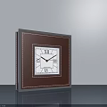 Square Clock With Blue Border Brown Frame White Dial And Roman Numerals 3d model