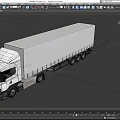 White Modern Semi Truck With Long Cargo Trailer And Commercial Design
