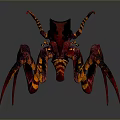 Fantasy Mythical Creature Character With Red Black Fiery Patterns And Multiple Legs 3d model