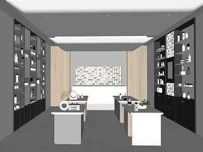 Modern Retail Store Interior With Display Shelves Counters And Product Displays 3d model