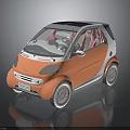 Orange and White Small Compact Two Seater Car with Modern Design and Transparent Roof