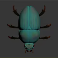 Turquoise Metallic Beetle With Red Eyes And Long Legs On Dark Background With Reflection