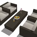 Outdoor Wicker Sectional Sofa With Coffee Table Fruit Platter And Drinks