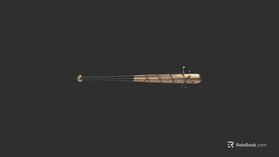 Weapon Stick with Long Wooden and Metal Body Striped Pattern Design 3d model 