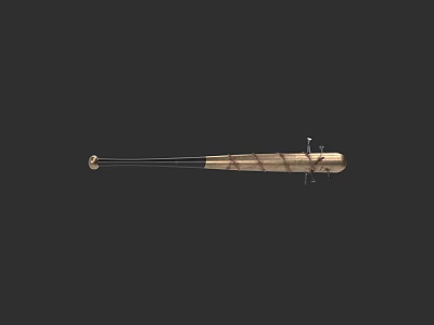 Weapon Stick with Long Wooden and Metal Body Striped Pattern Design 3d model