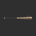 Weapon Stick with Long Wooden and Metal Body Striped Pattern Design