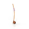 Traditional Household Tool With Long Wooden Handle Wooden Container And Colorful Rope Decoration