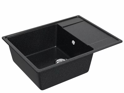 Black Single Bowl Kitchen Sink With Granite Composite Finish And Integrated Ledge 3d model