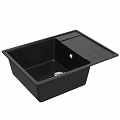 Black Single Bowl Kitchen Sink With Granite Composite Finish And Integrated Ledge