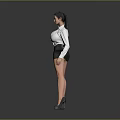 Professional Woman In Formal Business Attire With White Shirt Black Skirt And High Heels