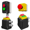 Industrial Control Switch Panels With Red Green Yellow Buttons Black Yellow Housing Mounting Base Connectors