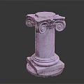 Classical Style Stone Column Featuring Voluted Capital and Ornate Base Design 3d model