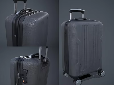 Durable Black Hard shell Suitcase With Pebbled Texture Telescopic Handle And Spinner Wheels 3d model