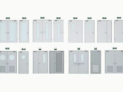 Different Types Of Fire Doors With Various Designs And Safety Features 3d model