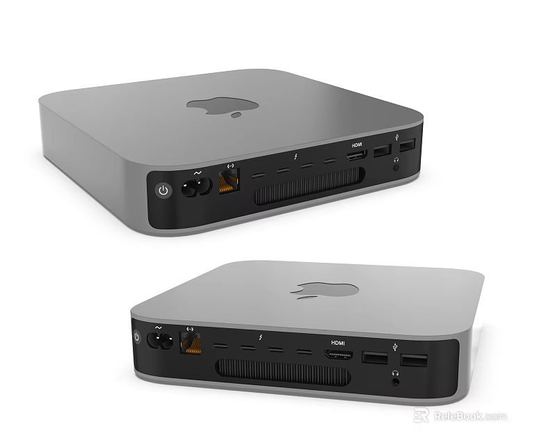 Apple Mini Desktop Computer With Sleek Silver Design Multiple Ports And Dual View Angles 3d model