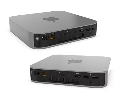 Apple Mini Desktop Computer With Sleek Silver Design Multiple Ports And Dual View Angles 3d model