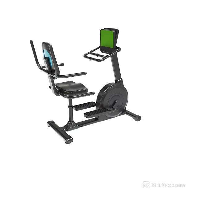 Black Recumbent Exercise Bike Featuring Comfortable Seat And LCD Screen 3d model 