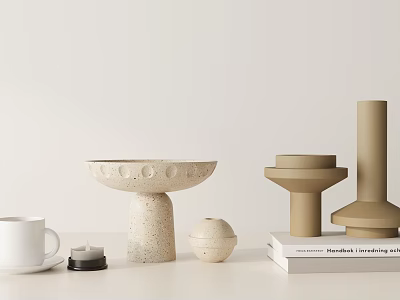 Minimalist Modern Decorative Ornament Set With Handcrafted Ceramics And Neutral Tones For Home Tabletop Decor 3d model
