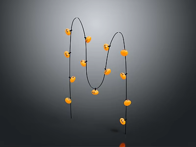 Orange Halloween Pumpkin String Lights Decoration For Home Party Supplies 3d model