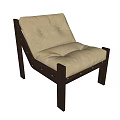 Beige Upholstered Accent Chair With Wooden Frame And Button Tufted Design Details