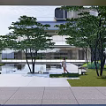 Modern Outdoor Pergola Design With Lush Greenery Water Feature And Wooden Bench In Garden
