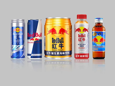 Red Bull Energy Drinks Assorted Cans And Bottles Various Packaging 3d model