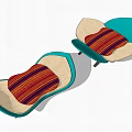 Modern Curved Lounge Chair With Green Frame And Orange Black Chevron Pattern Seat