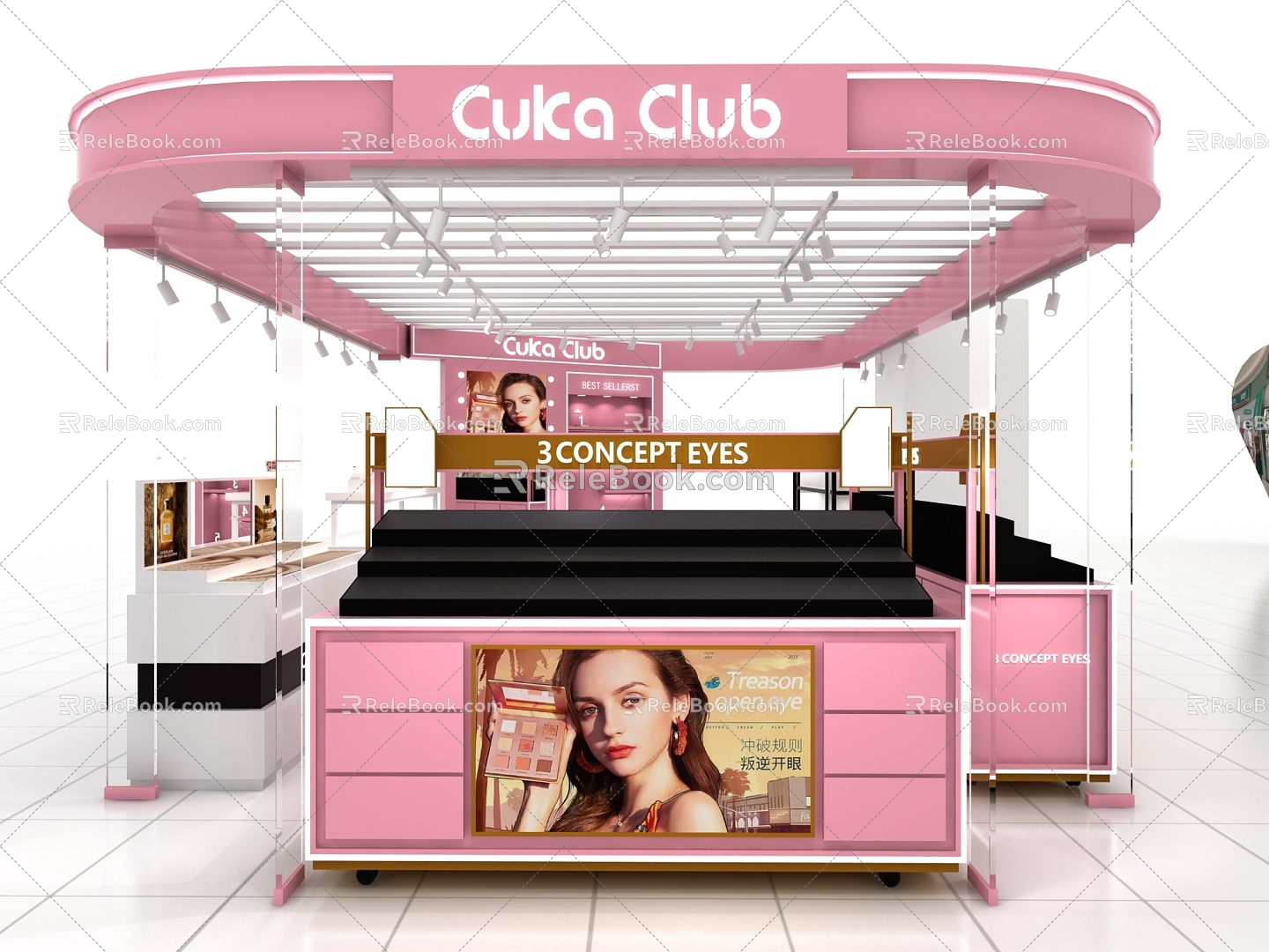 3CE Cosmetic Shop Beauty Shop Cosmetics Shop Skin Care Shop Zhongdao Cabinet Front Cabinet Back Cabinet Hanging Lintel Side Cabinet Multi-point model