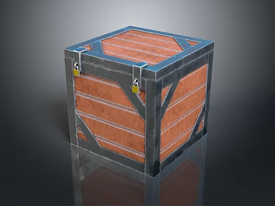 Wooden Crate With Reinforced Metal Frame And Wooden Slats On Top And Sides 3d model