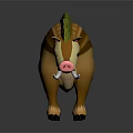 Cartoon Style 3D Boar Model With Brown Body Green Mane And White Tusks