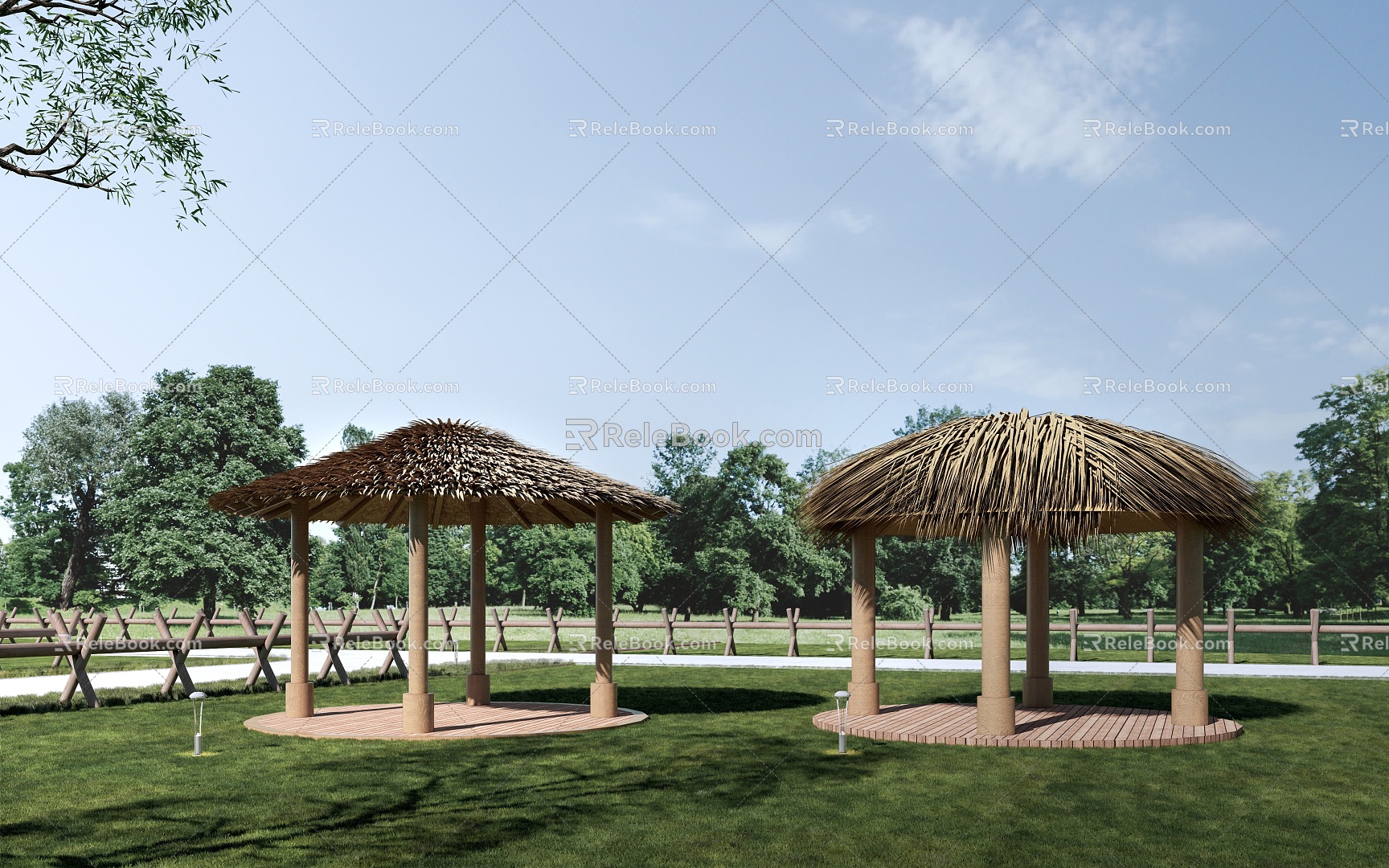 thatched pavilion pavilion landscape pavilion thatched house 3d model