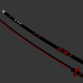 Traditional Samurai Swords With Black Red Handles And Sharp Blades On Dark Background
