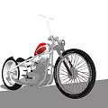 Stylish Vintage Custom Motorcycle In White And Red With Large Wheels And Classic Design