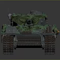 Military Tank With Greenery Camouflage And Details