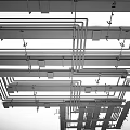 Exposed Industrial Ceiling Design With Metal Framework And Pipe Layout Structure