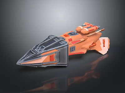 Futuristic Cosmic Spaceship 3D Model With Orange Gray Design And Aerodynamic Structure 3d model