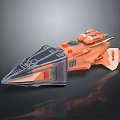 Futuristic Cosmic Spaceship 3D Model With Orange Gray Design And Aerodynamic Structure