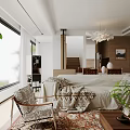 Modern Living Room Interior Design With Cozy Sofa Blanket Armchair And Natural Light