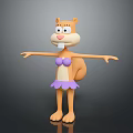 Cute Cartoon Squirrel Character With Orange Fur Purple Bikini Top And Frilled Skirt