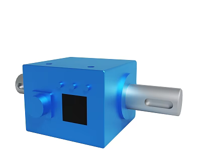 Blue Square Mechanical Component With Cylindrical Part Black Panel And Dots 3d model