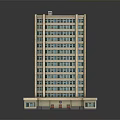 Cartoon High rise Building With Multiple Windows And Base Structure Design 3d model
