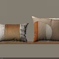 Brown Orange and Beige Decorative Throw Pillows with Patterned Fabric Design 3d model
