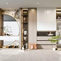 Modern Shoe Cabinet Design With Glass Doors Display Shelves And Decorative Plants