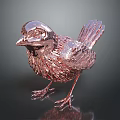 Decorative Copper Colored Bird Statue With Shiny Detailed Feathers And Stand