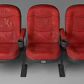 Red Multi seat Sofa With Upholstered Seats Armrests And Cup Holders 3d model