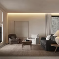 Minimalist Living Room Sofa And Coffee Table Set With Neutral Tones And Textured Rug