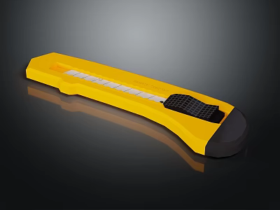 High Quality Yellow Utility Knife With Retractable Blade And Ergonomic Grip 3d model