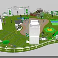 Vibrant Commercial Street With Green Lawn Innovation Displays Event Tents And People Activities