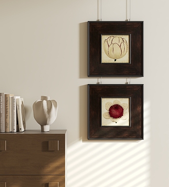 French Vintage Hanging Paintings 3d model